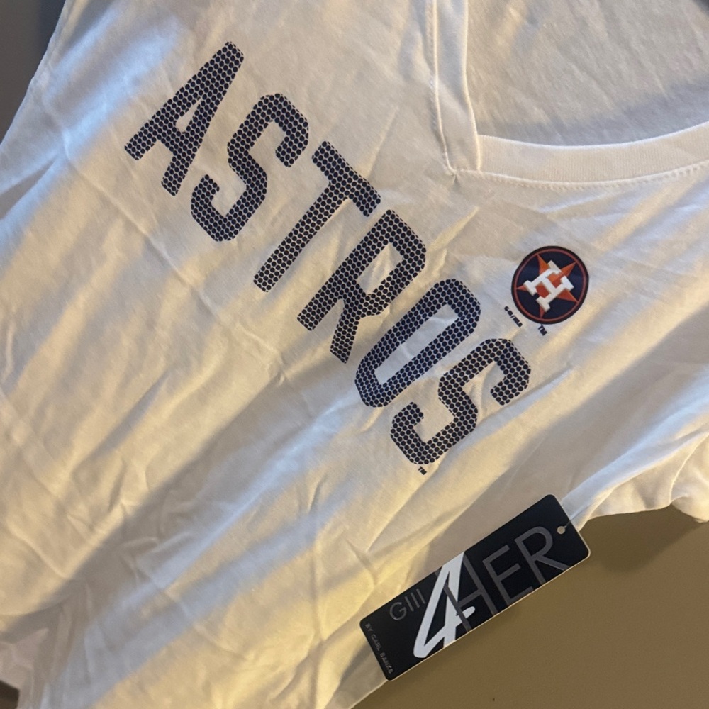Astros Women's White V-Neck T-Shirt - Picture 4 of 4